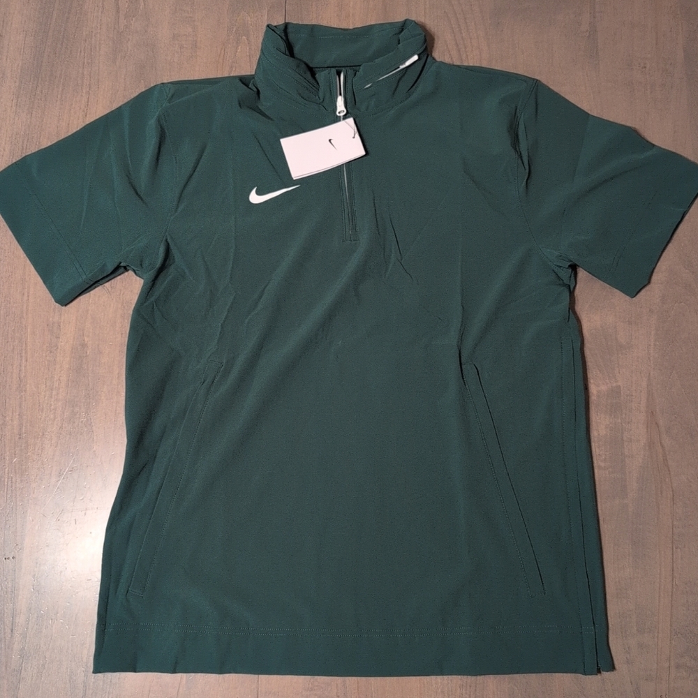 Nike Football Hooded Jacket  Mens Medium Coaches Sideline 1/4 Zip SS Green NWT